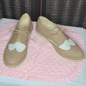 Halogen Shoes Leather Two Tone Loafers in Tan